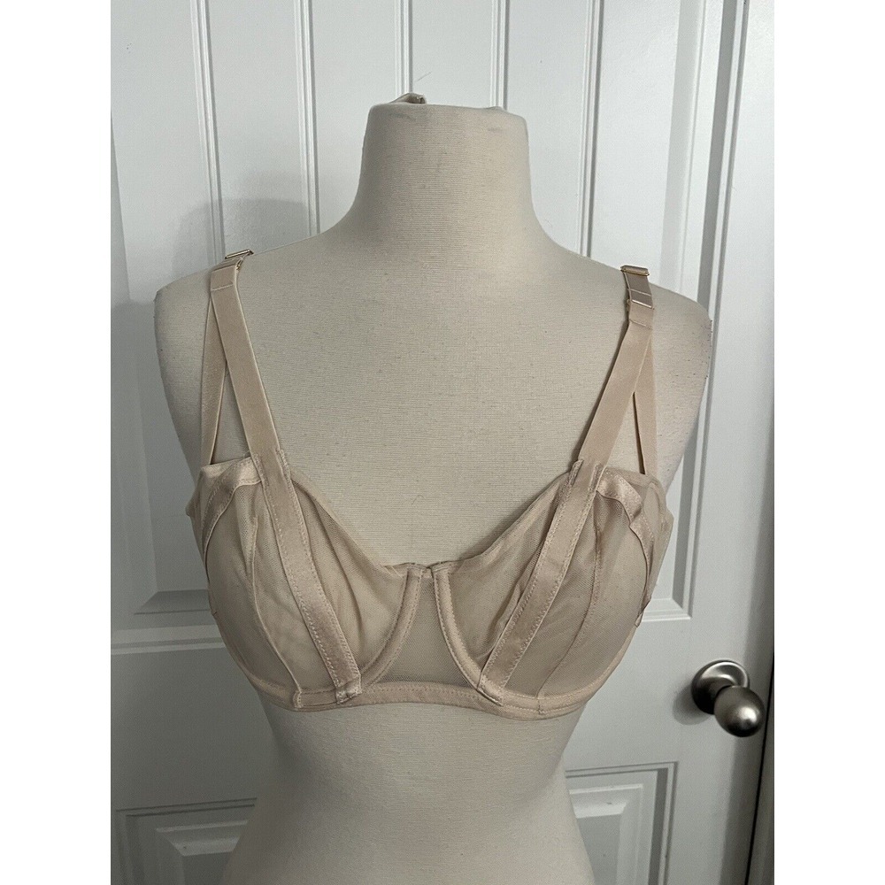 Victoria's Secret Very Sexy Underwire Unlined Balconet Bra  Beige 36C Sheer Nude